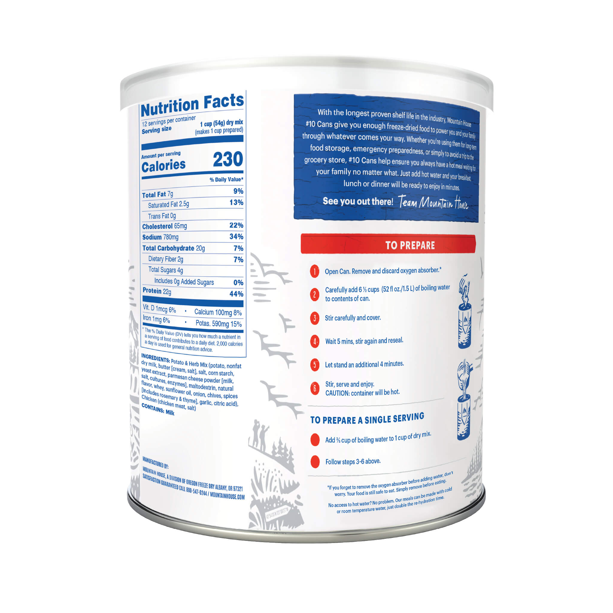 Mountain House Chicken and Mashed Potatoes #10 Can - Nutrition Label