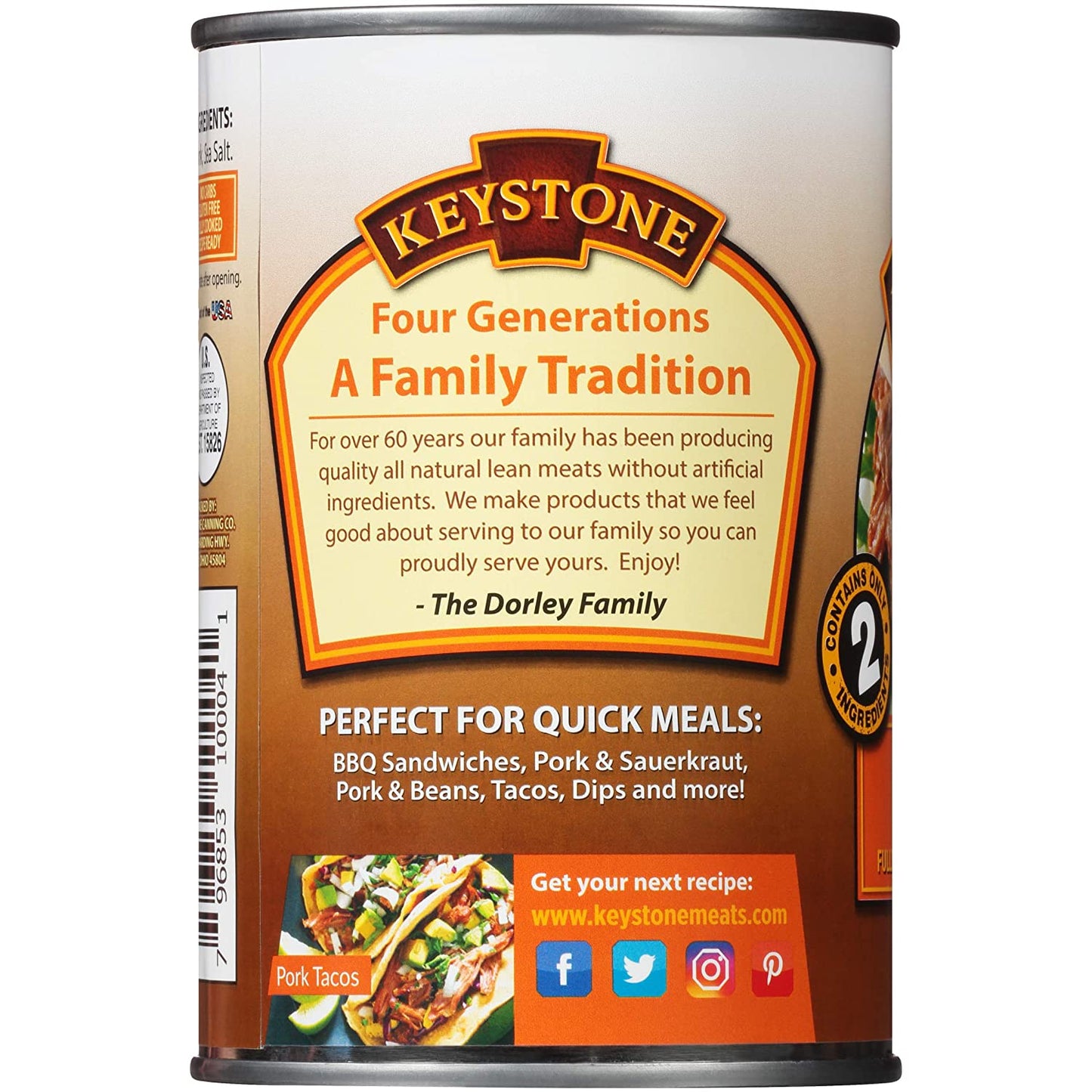 Keystone Meats All Natural Pork 14.5 Oz Can