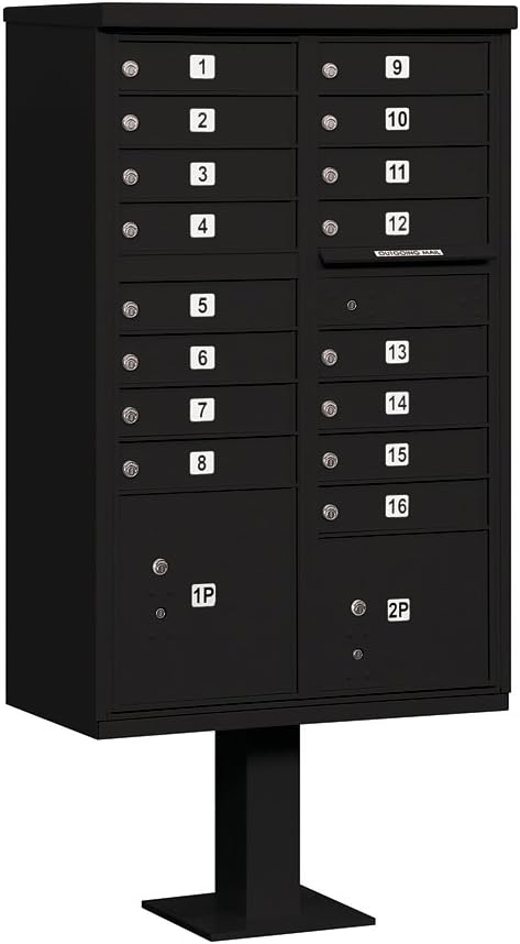 Cluster Box Unit by Salsbury Industries - 16 A Size Doors, Type III, USPS Lock Compatible, Black