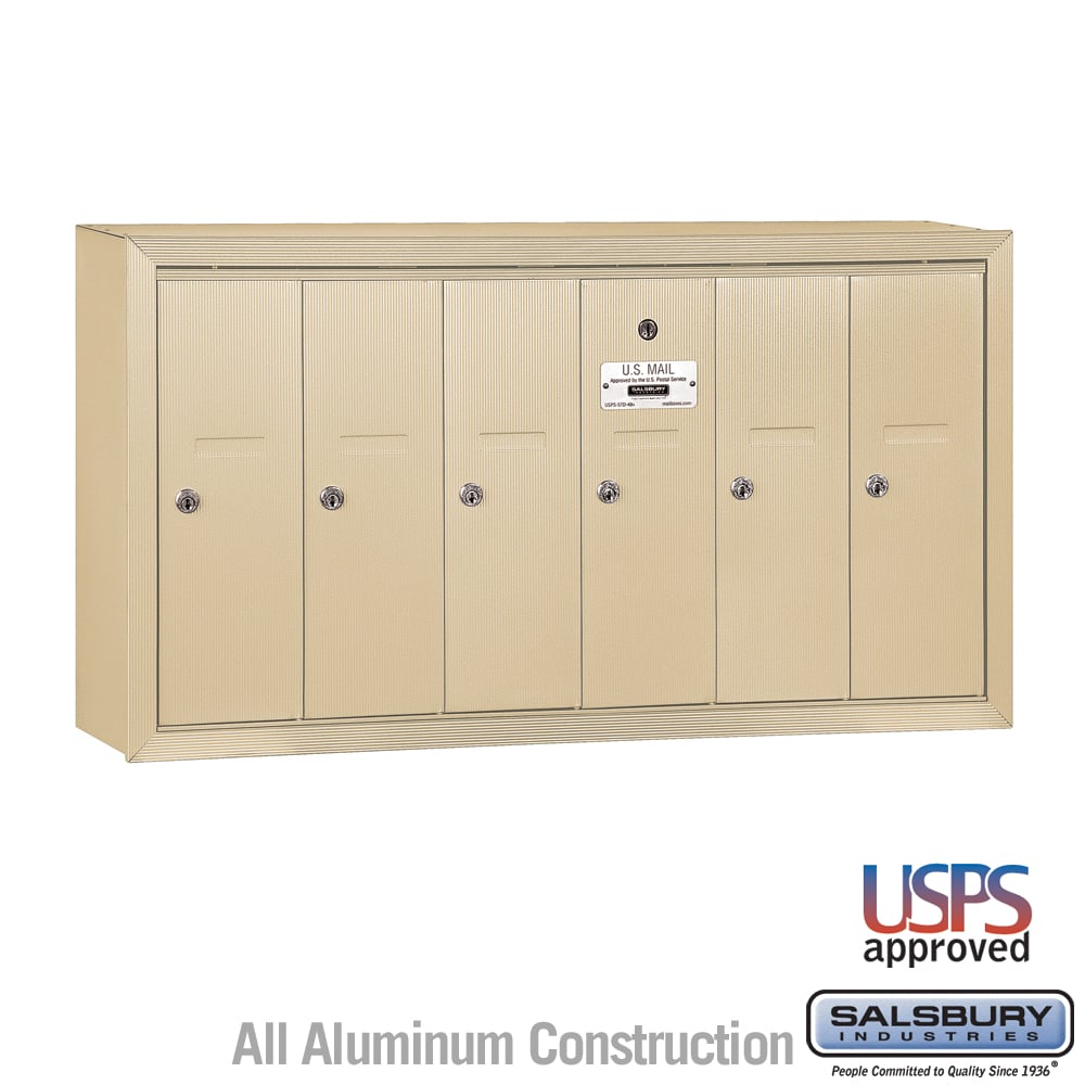 Salsbury 6 Door Vertical Mailbox - Bronze - Surface Mounted - USPS Access (3506ZSU)