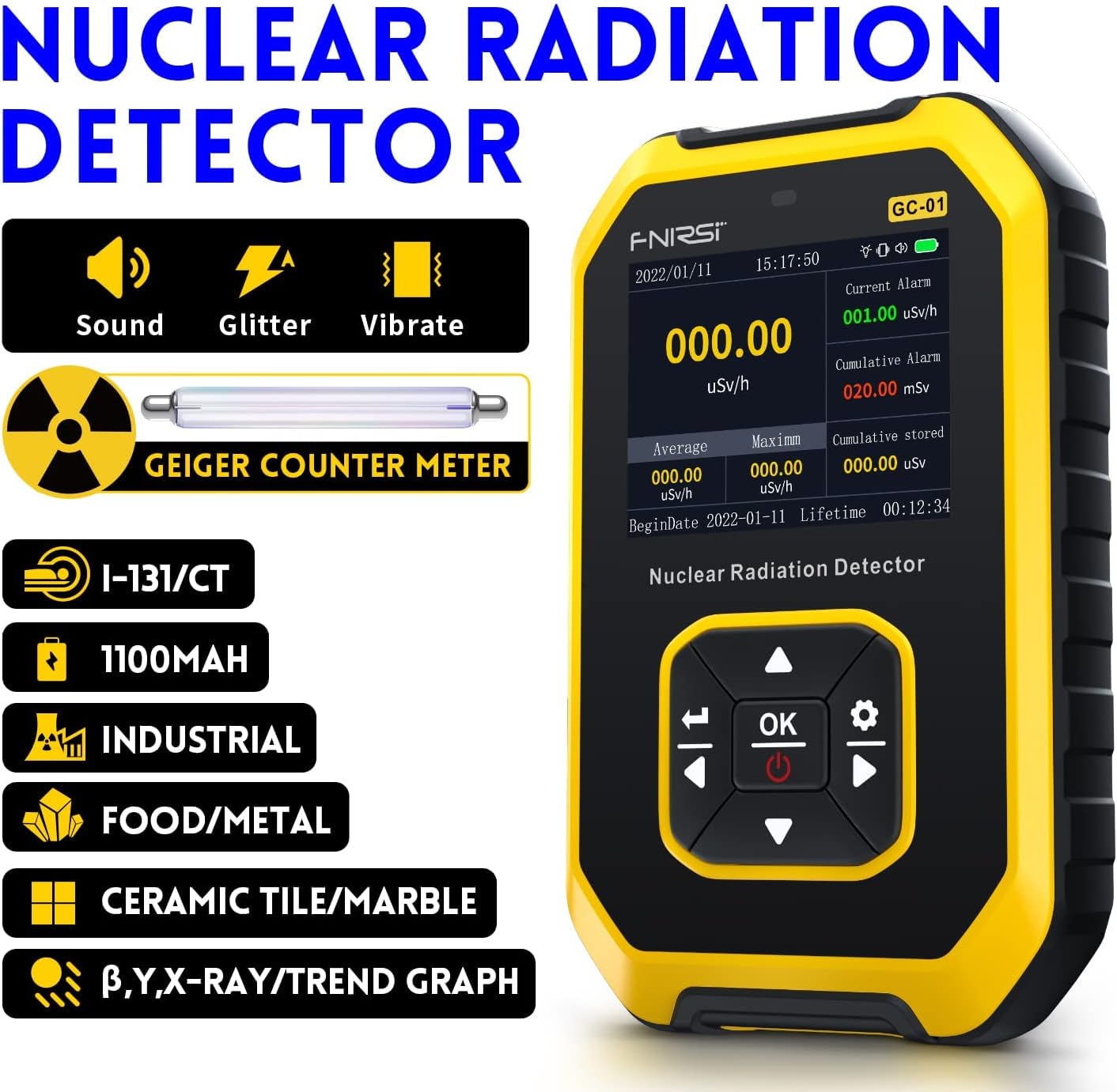 1 FNIRSI Radiation Dosimeter with Safecastle Multipurpose Toolkit Card