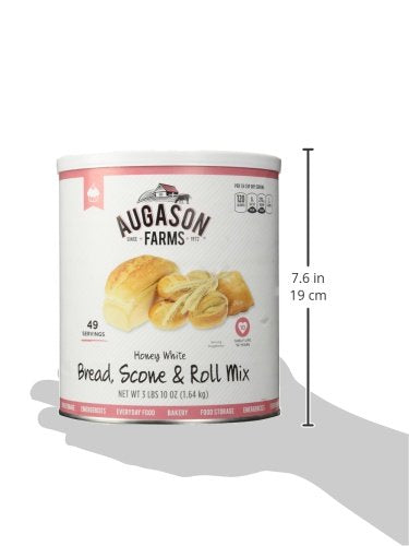 Augason Farms Honey White Bread Scone & Roll Mix Emergency Food Storage #10 Can