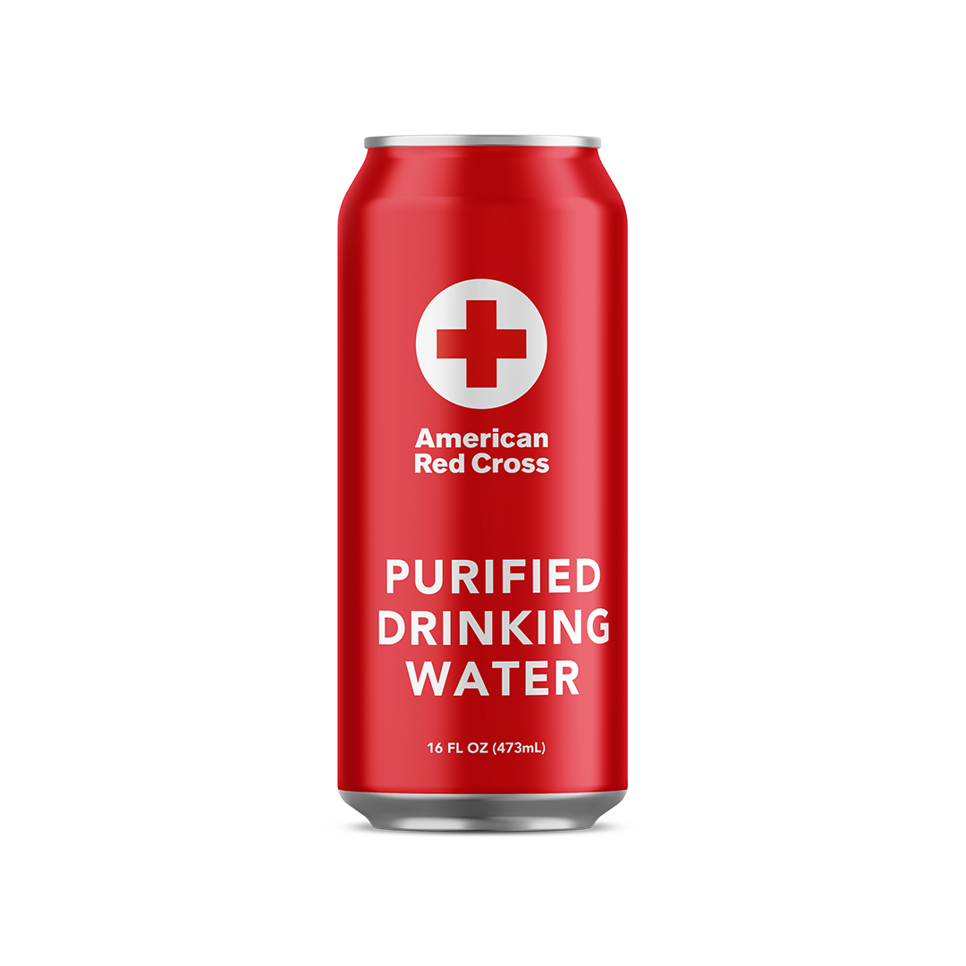 American Red Cross Emergency Purified Drinking Water, Case of 12, 50-Year Shelf Life, Hermetically Sealed Aluminum Cans, BPA-Free, 2.5–5 Day Supply Per Person, Emergency & Everyday Preparedness