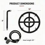 Volcano Fire Pit Burner Ring Kit for Volcano 2 & 3 Outdoor Grills –12” Double Steel Burner, 36 Flame Ports, Propane Regulator, 52” Hose & J-Tube | Portable Fire Pit for Camping, Patio & Backyard thumbnail 3