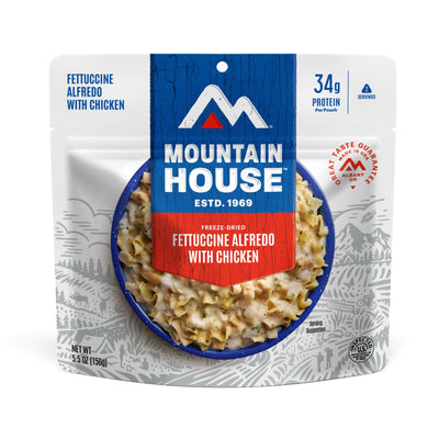 Mountain House Fettuccine Alfredo with Chicken Pouch - Pack of 6  | Easy Camping Meals