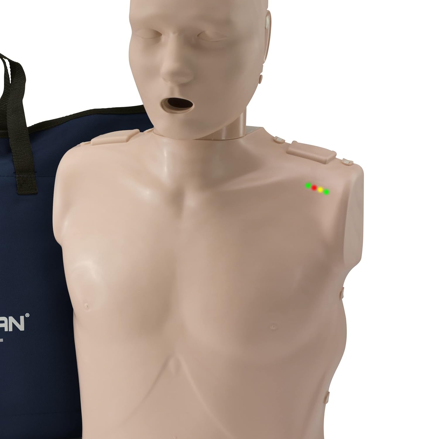 Prestan Professional Adult Medium Skin CPR-AED Training Manikin 4-Pack (with CPR Monitor) | Professional adult CPR/AED training manikin 4-pack with compression rate monitors for classroom practice and skills sessions.