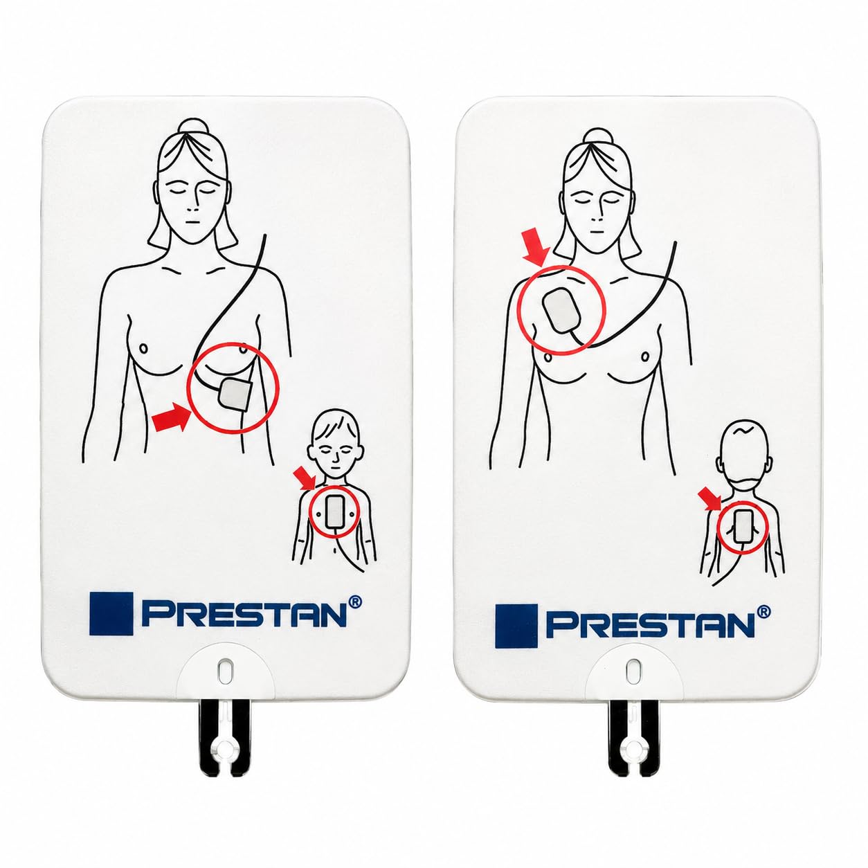 Prestan UltraTrainer - English/Spanish - 4-Pack | Four PRESTAN UltraTrainer AED trainers with English/Spanish prompts for classroom CPR/AED instruction and scenario practice.