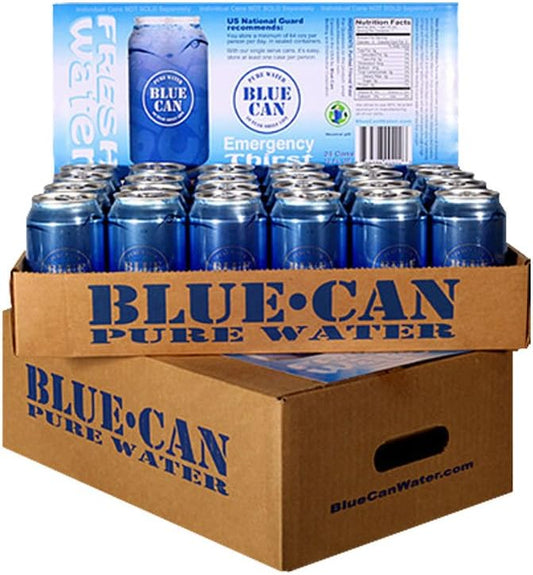 Blue Can Emergency Drinking Water - 50 Year Shelf Life (Case of 24 Cans)