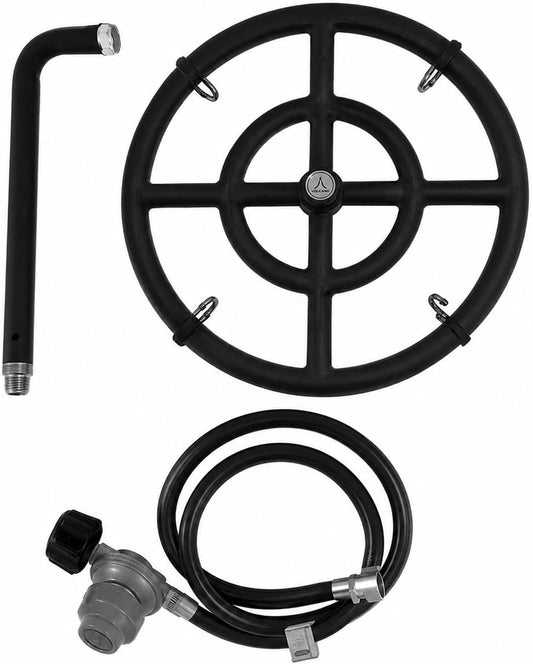 Volcano Fire Pit Burner Ring Kit for Volcano 2 & 3 Outdoor Grills –12” Double Steel Burner, 36 Flame Ports, Propane Regulator, 52” Hose & J-Tube | Portable Fire Pit for Camping, Patio & Backyard