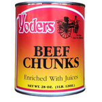 Yoder's Fully Cooked 28 Oz Meat Sampler Pack (Beef Chunks, Chicken Chunks, Turkey Chunks, Pork Chunks, Hamburger/Ground Beef, Pork Sausage) 6 Cans