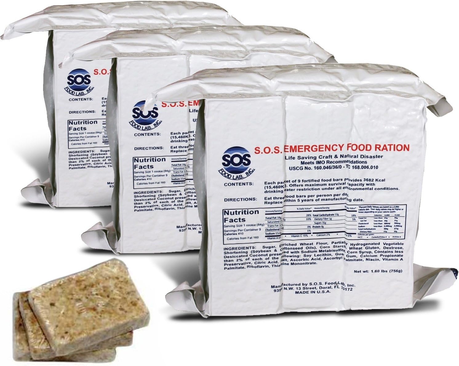 Limited Food Rations 2 Pack! S.O.S. Rations Emergency Food Bars (3600 Calorie, 3-Day Supply ...