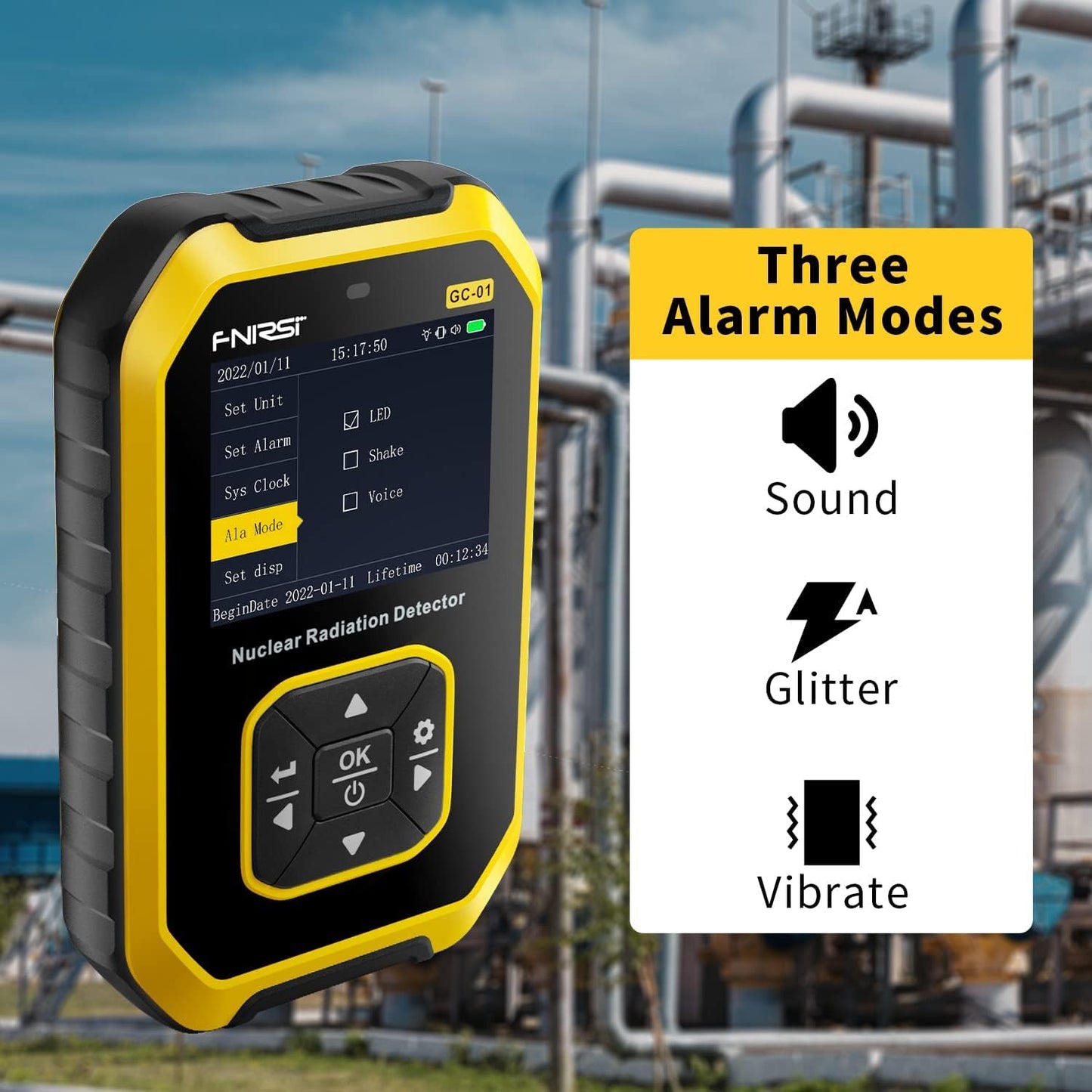 1 FNIRSI Radiation Dosimeter with Safecastle Multipurpose Toolkit Card