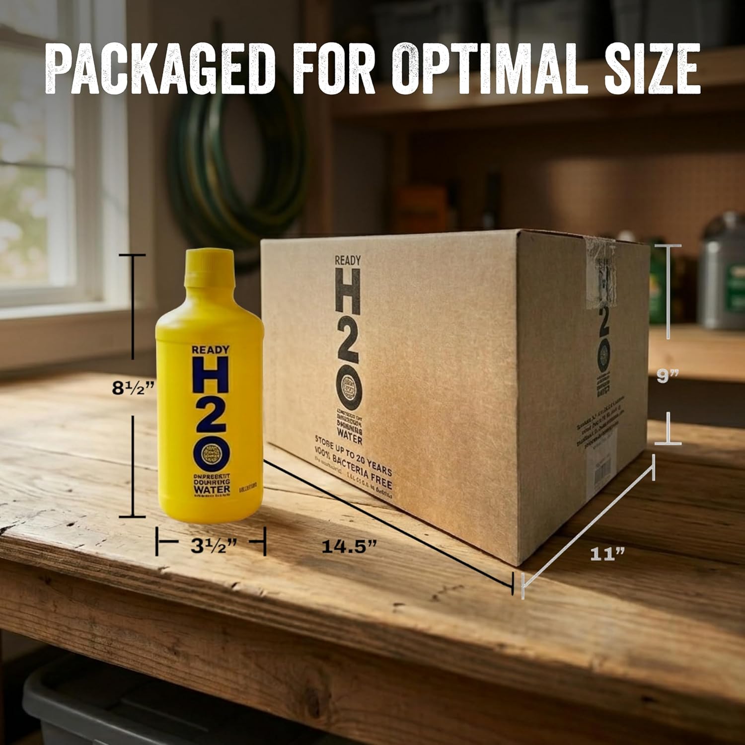 Ready H2O Bottled Emergency Drinking Water, 20 Year Shelf Life, Sealed for Long Term Storage, 3 Day Supply for 1 Person, Food Grade HDPE Bottles, Floating Design, 1 Liter Bottles, 12 Pack