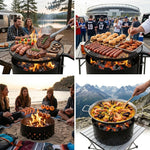 Volcano Fire Pit-Grill 24” Heavy Duty Steel Outdoor Fire Pit Cooking Grill System with Dutch Oven, 360° Rotating Adjustable Grill Ring, Wood & Charcoal Compatible for Backyard, Camping Cooking thumbnail 4