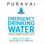 Puravai Emergency Drinking Water, 100% Bacteria Free Drinking Water, Purified Emergency Water, 20 Year Shelf Life, Long Term Water Storage, Sturdy Reusable Canteen Bottles