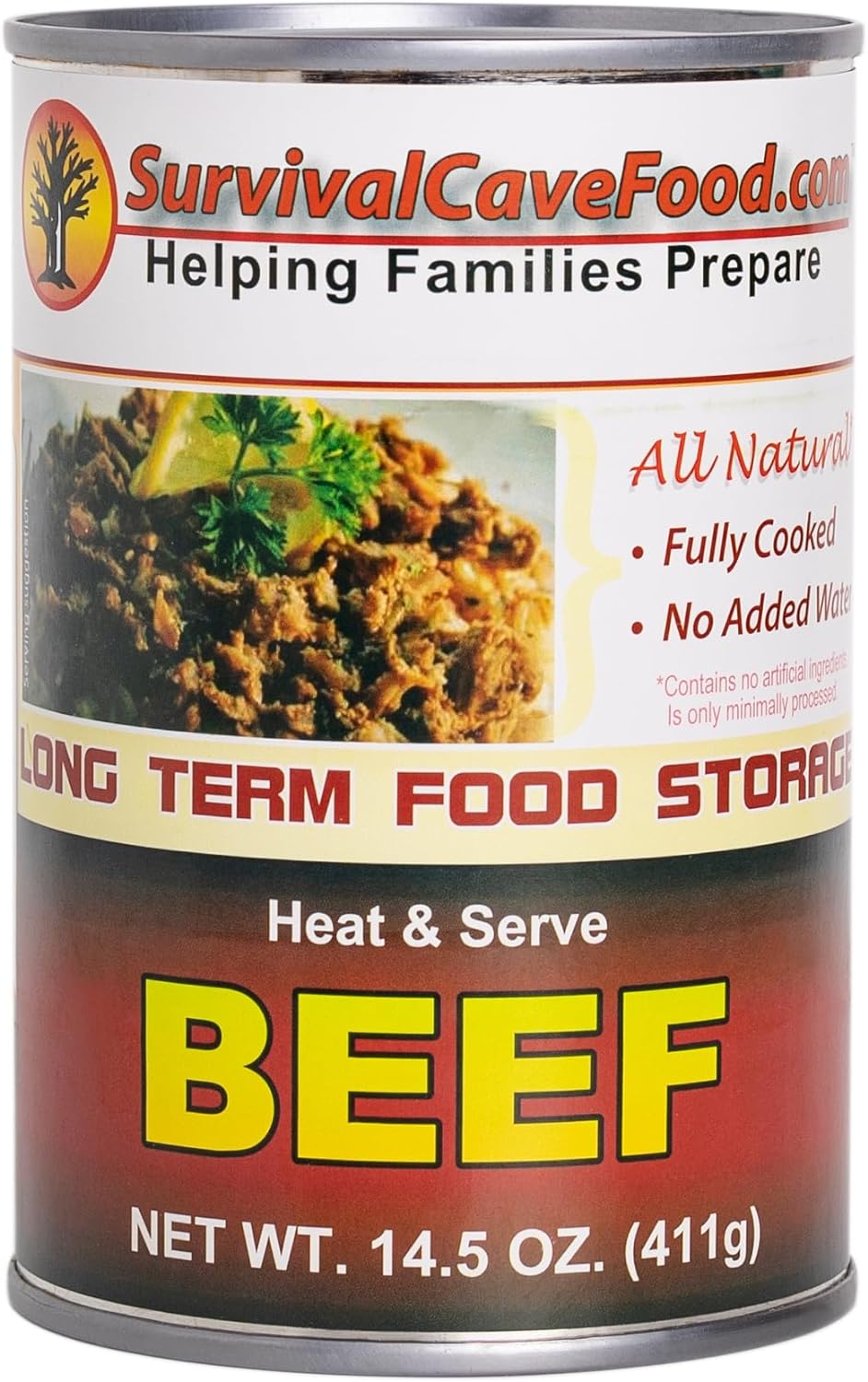 Survival cave Canned Beef Food Storage - 60 servings, Full Case of 12 14.5 Oz Cans