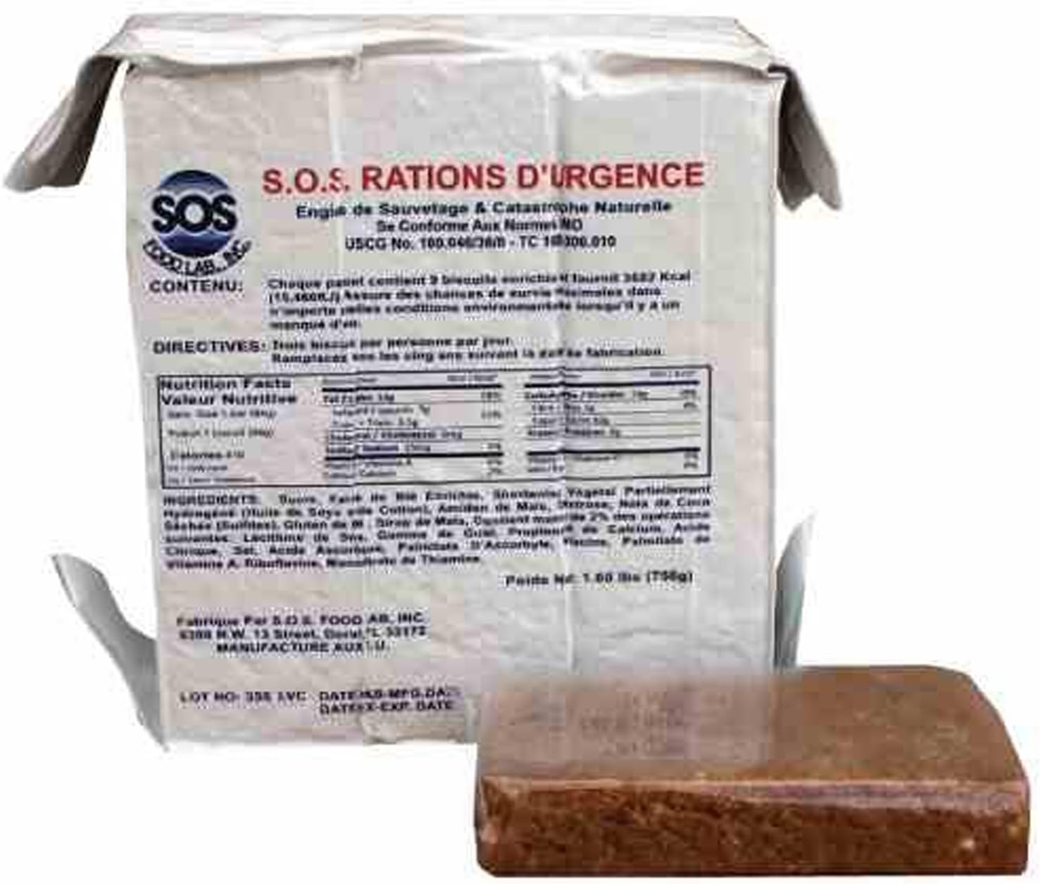 Sos Food Rations 2 Pack! S.O.S. Rations Emergency Food Bars (3600 Calorie, 3-Day Supply ...