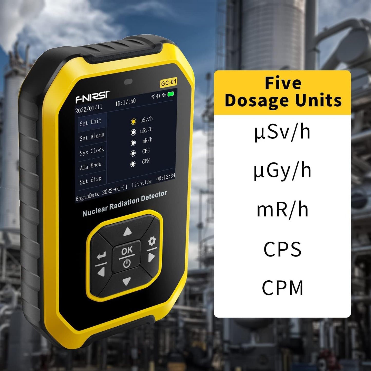 1 FNIRSI Radiation Dosimeter with Safecastle Multipurpose Toolkit Card