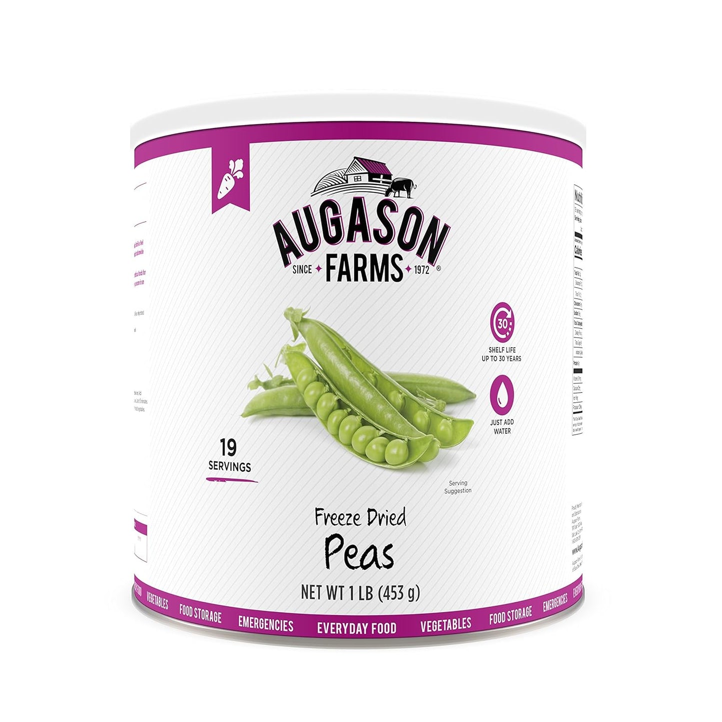 Augason Farms Freeze Dried Peas #10 Can, 16 oz