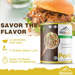 MOUNTAIN ESSENTIALS All Natural Canned Pork 28 Oz Fully Cooked Ready to Eat Emergency Survival Bulk Food Storage Premium Meat for Backpacking, Camping, Meal Prep Shelf Stable Food