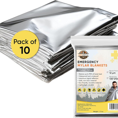 SAFECASTLE Emergency Mylar Blankets | Thermal First Aid Foil Blanket