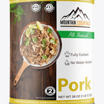 MOUNTAIN ESSENTIALS All Natural Canned Pork 28 Oz Fully Cooked Ready to Eat Emergency Survival Bulk Food Storage Premium Meat for Backpacking, Camping, Meal Prep Shelf Stable Food