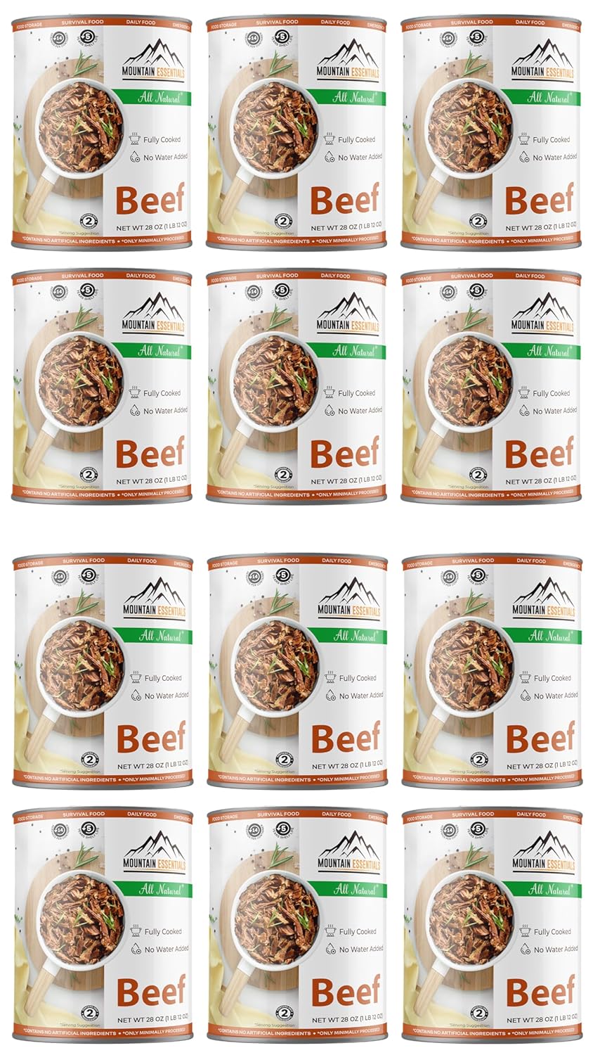 MOUNTAIN ESSENTIALS All Natural Fully Cooked Ready to Eat Canned Beef 28 Oz Gluten Free