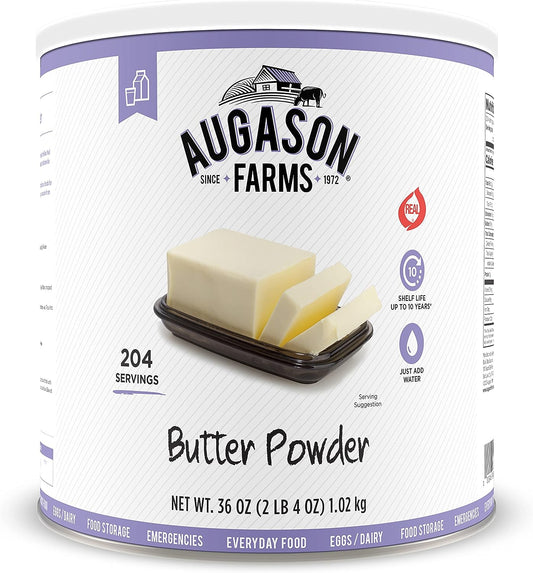 Augason Farms Butter Powder 2 lbs 4 oz #10 Cans, 10 Yr Shelf Life Emergency Food