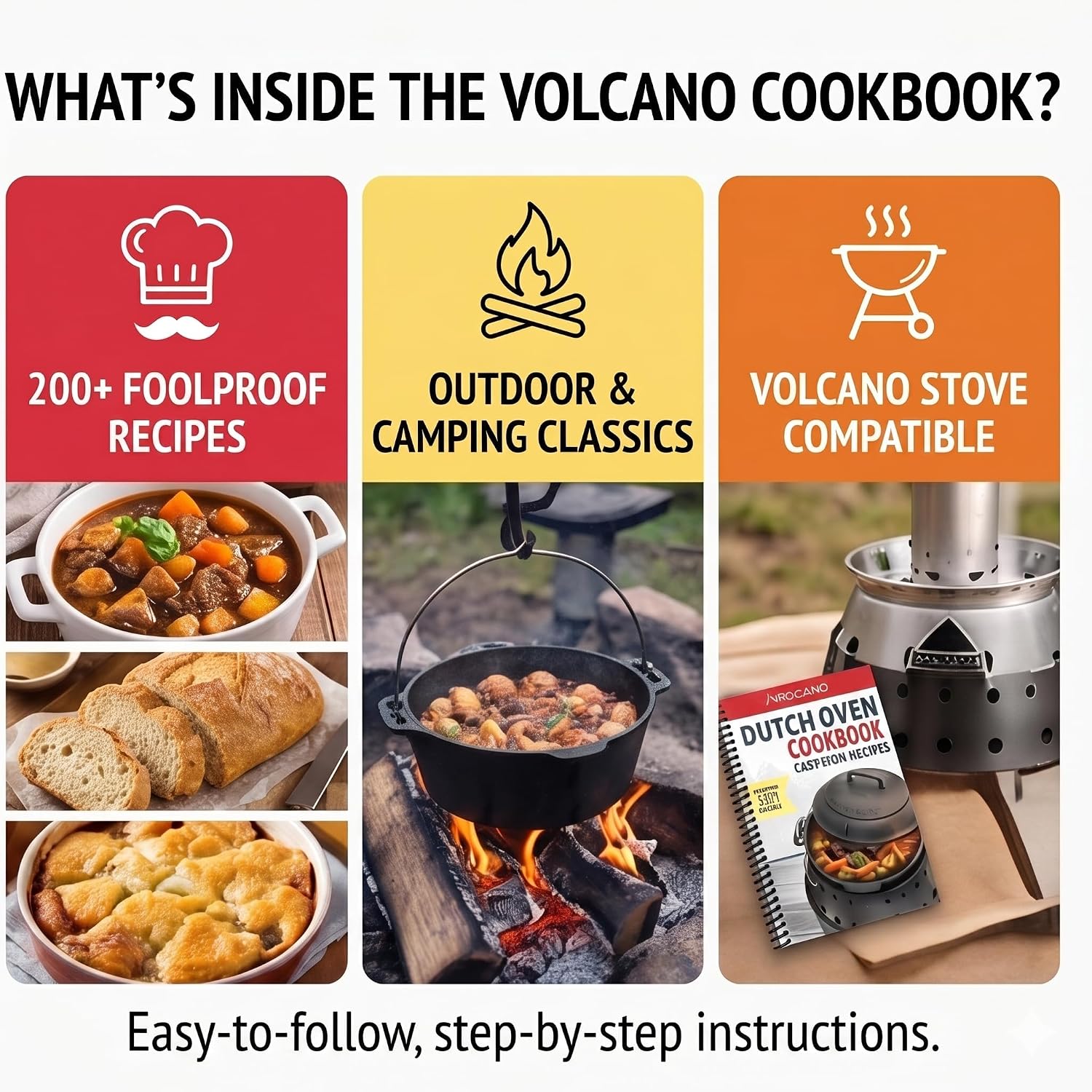 Volcano Dutch Oven Cookbook – 200+ Dutch Oven Recipes, Cast Iron Cooking Guide for Camping, BBQ, Off-Grid Living & Emergency Preparedness