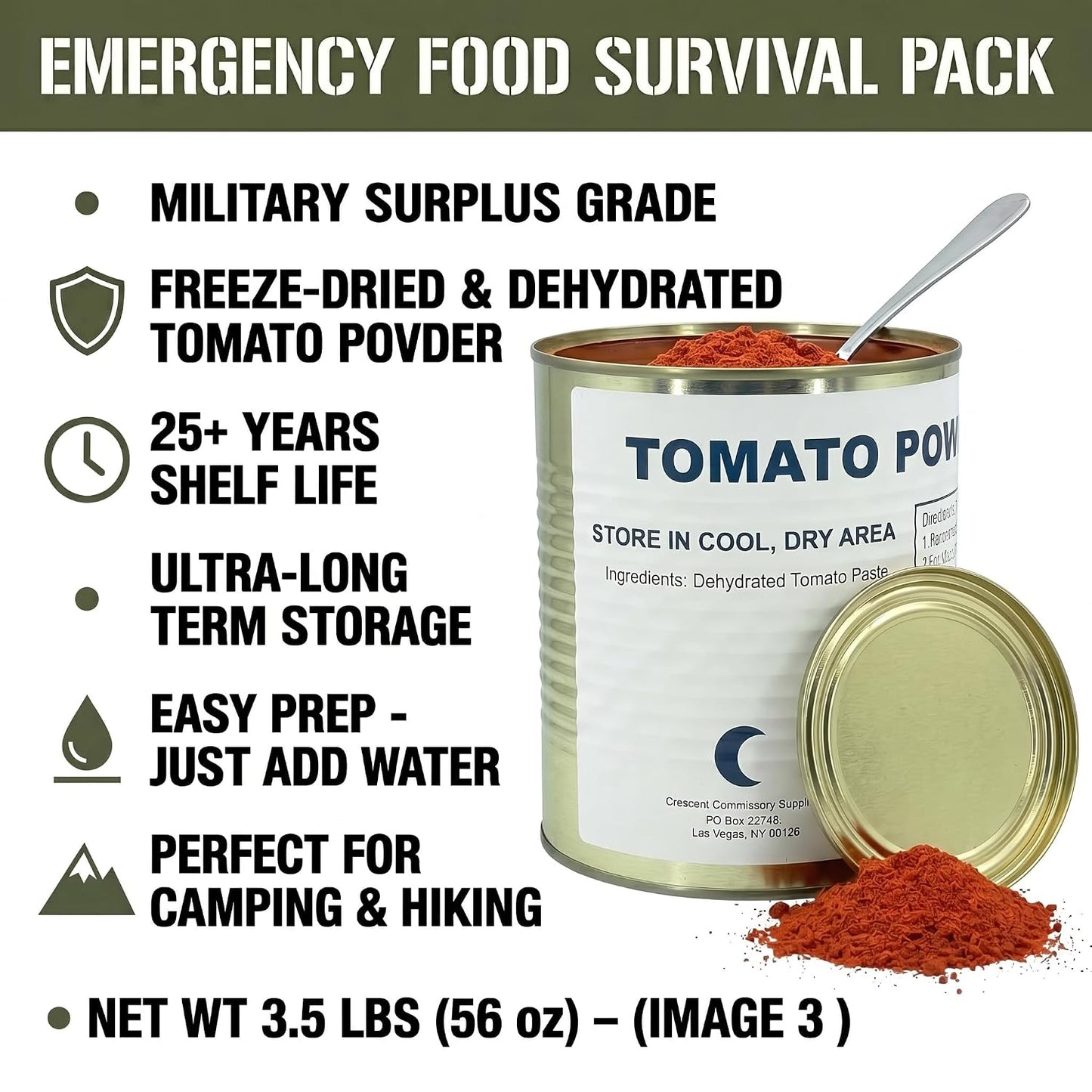 Military Surplus Tomato Powder #10 Can - 47 Servings per can