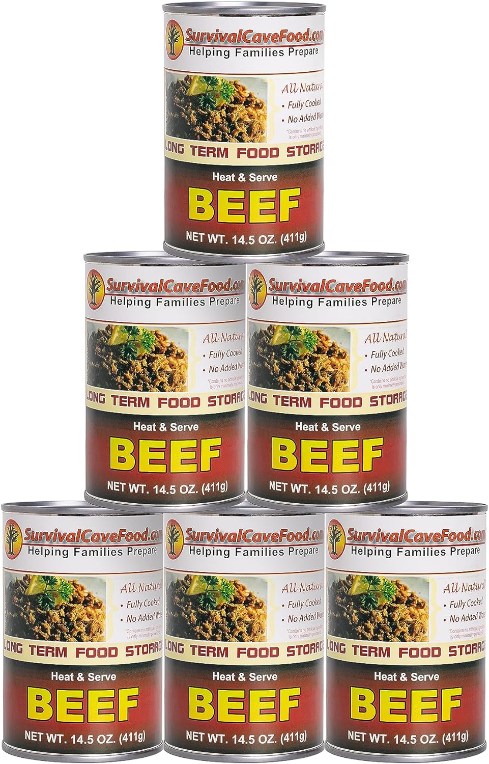 Survival cave Canned Beef Food Storage - 60 servings, Full Case of 12 14.5 Oz Cans