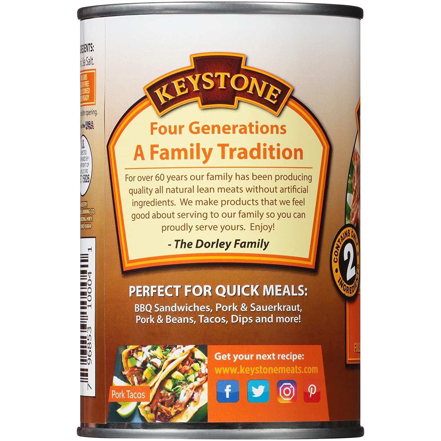 Keystone Meats All Natural Canned Pork, 14.5 Ounce 