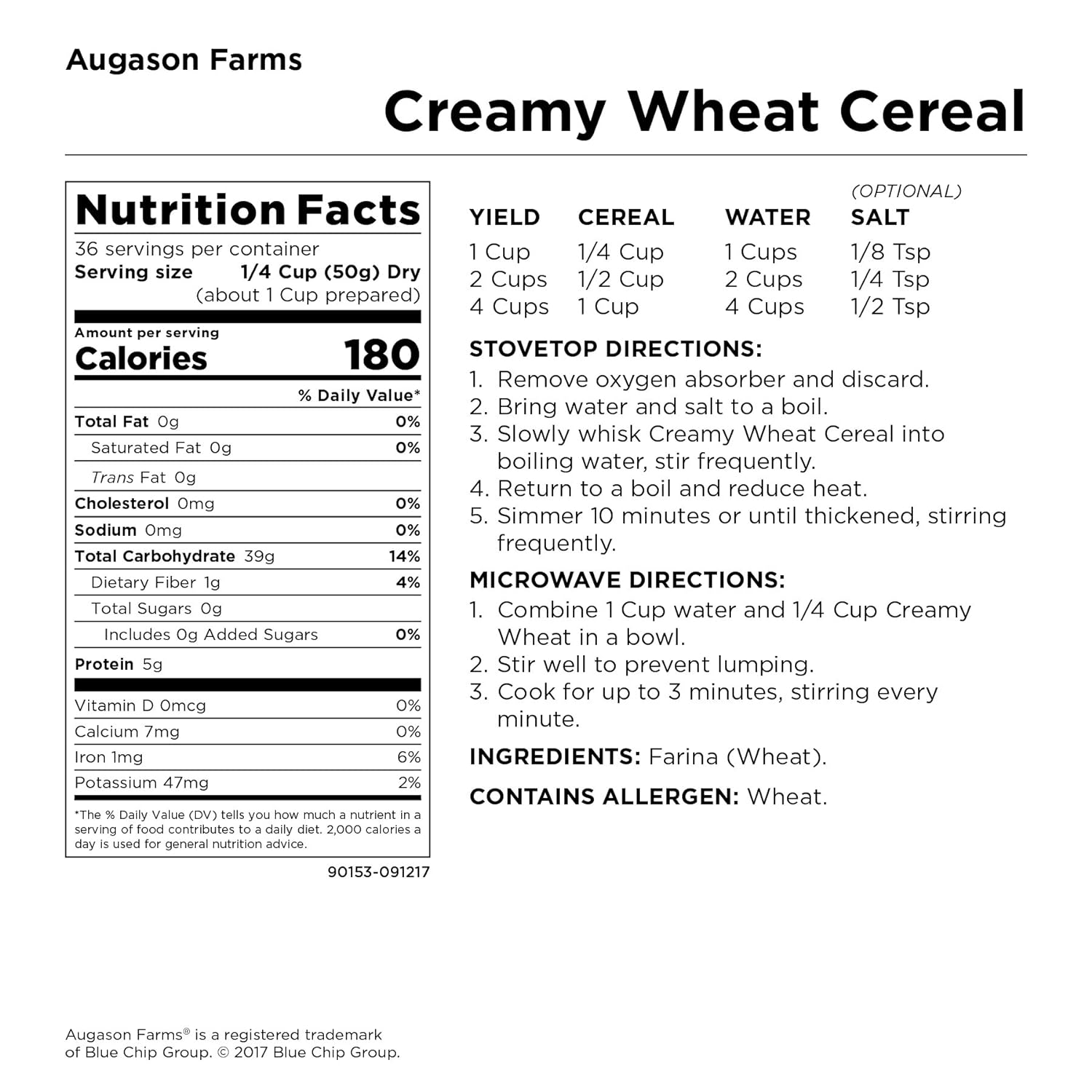 Augason Farms Creamy White Cereal - 63 Ounce (Pack of 1)