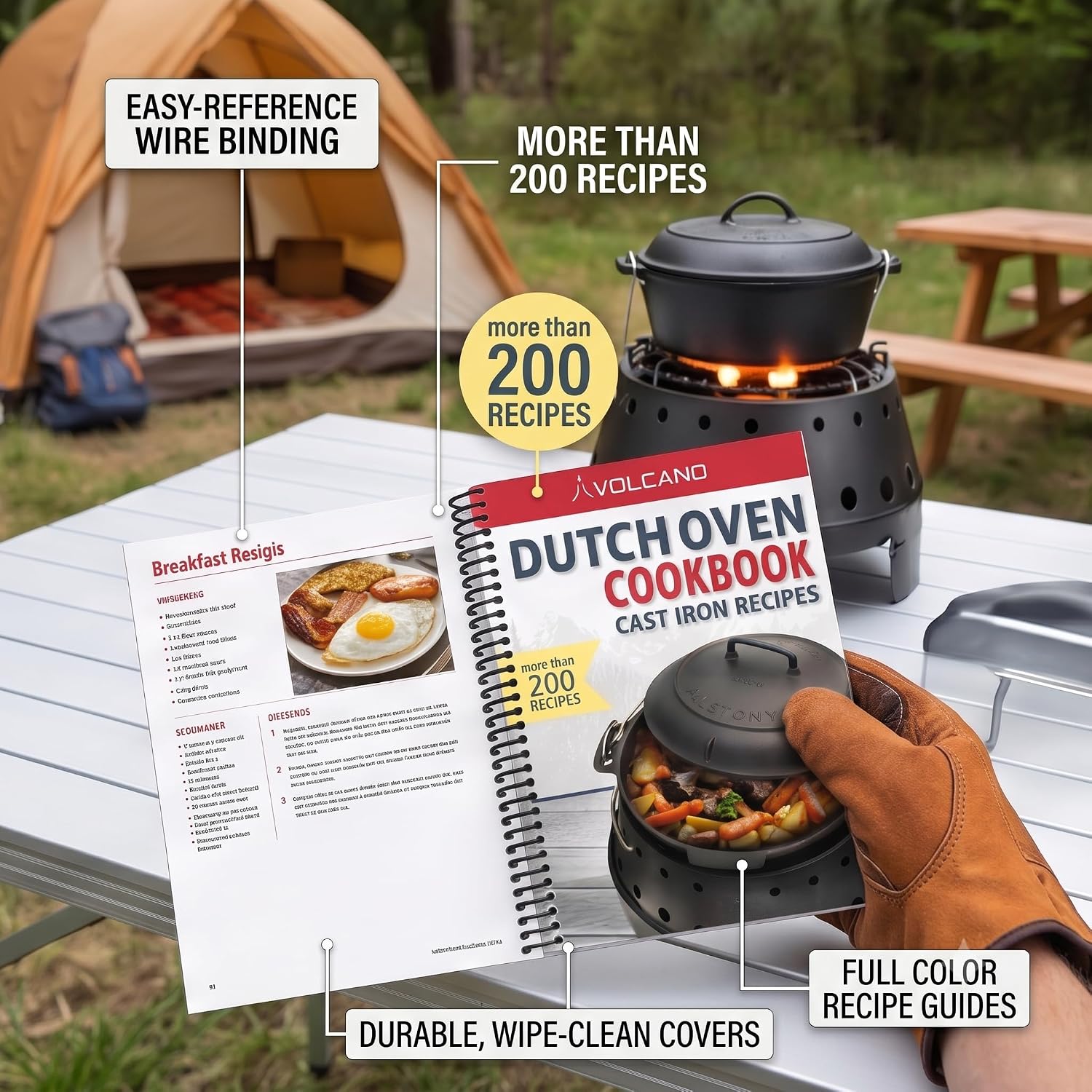 Volcano Dutch Oven Cookbook – 200+ Dutch Oven Recipes, Cast Iron Cooking Guide for Camping, BBQ, Off-Grid Living & Emergency Preparedness