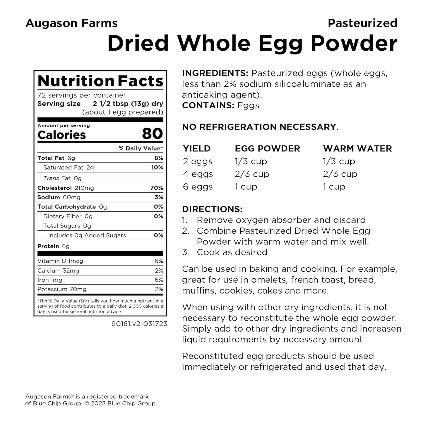 Augason Farms Dried Whole Eggs, 33 Oz