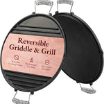 Volcano Reversible Cast Iron Griddle 16 Inch– Dual-Sided Flat & Ribbed Grill Pan for Volcano Collapsible Grill, Pre-Seasoned Round Plate, Portable Camping Cooking for Grilling, Frying & Sauteing thumbnail 1