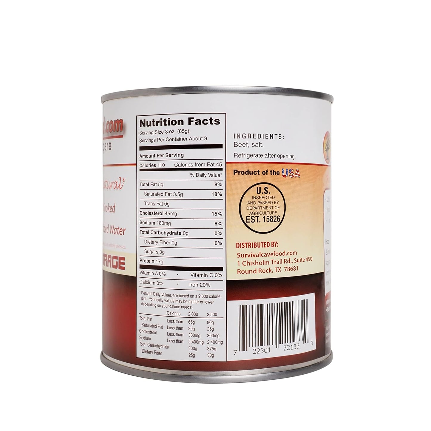 Survival Cave Canned Beef - 28oz can (FULL CASE)