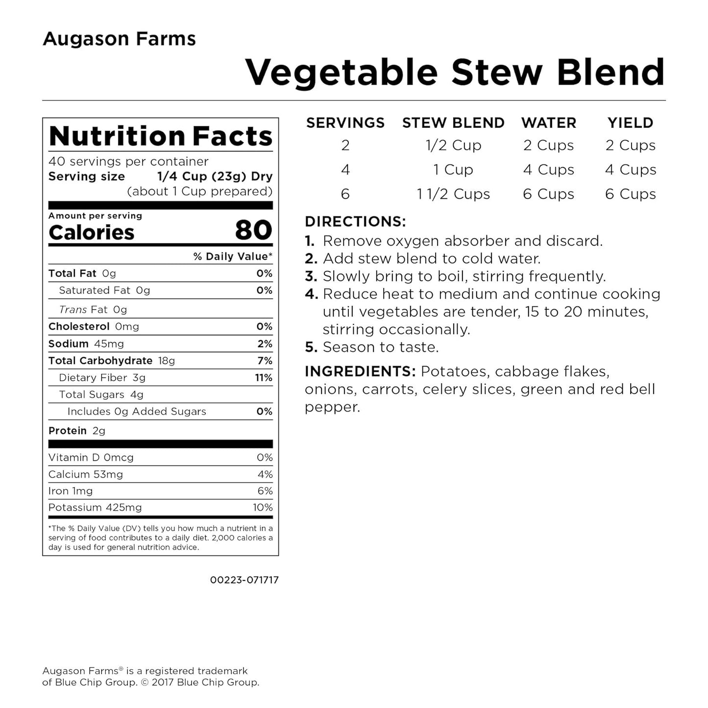 Augason Farms Vegetable Stew Blend 2 lbs 0.5 Oz