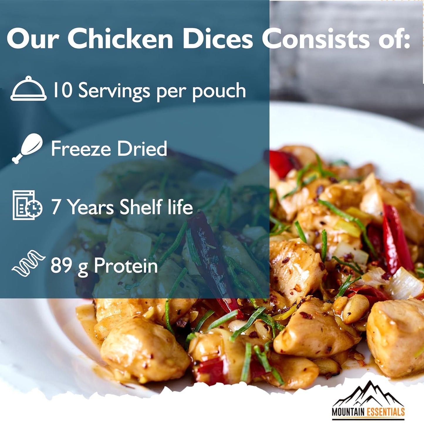 Mountain Essentials Freeze Dried Chicken Dices Resealable Pouch - 300 grams