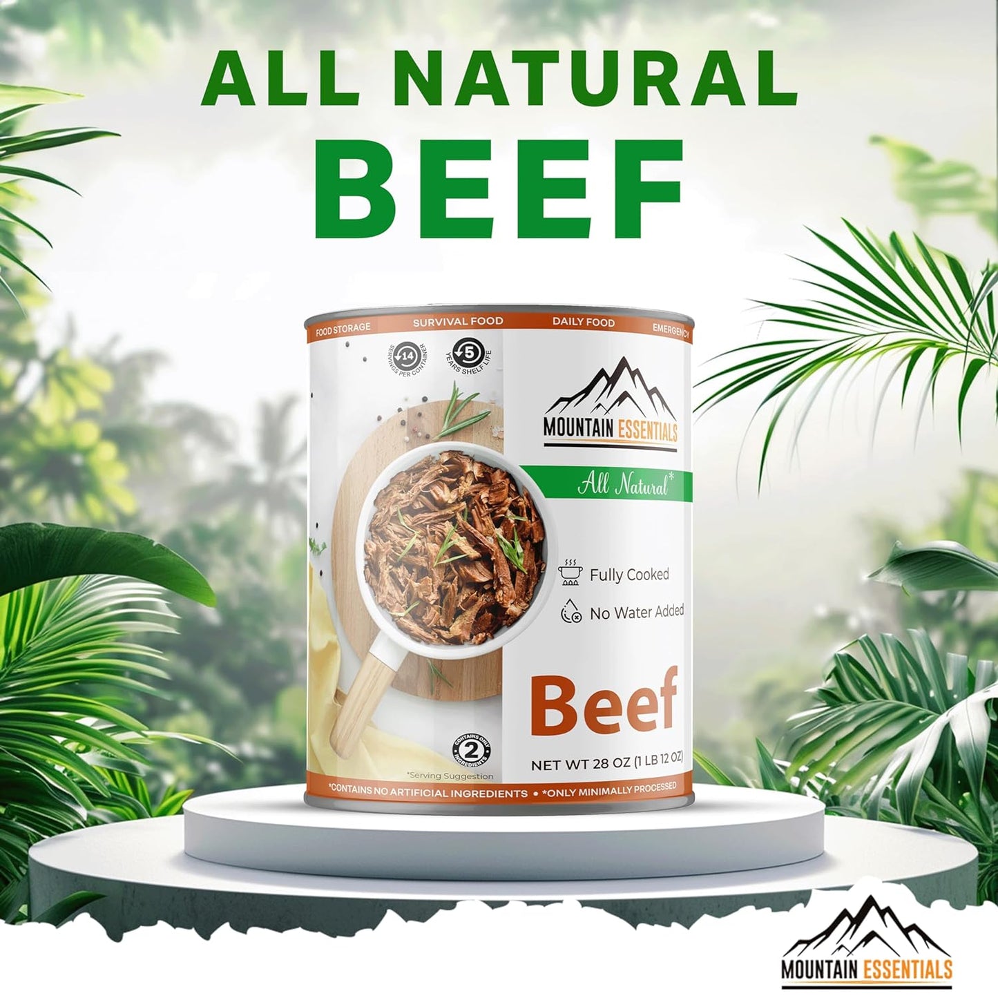 MOUNTAIN ESSENTIALS All Natural Fully Cooked Ready to Eat Canned Beef 28 Oz Gluten Free