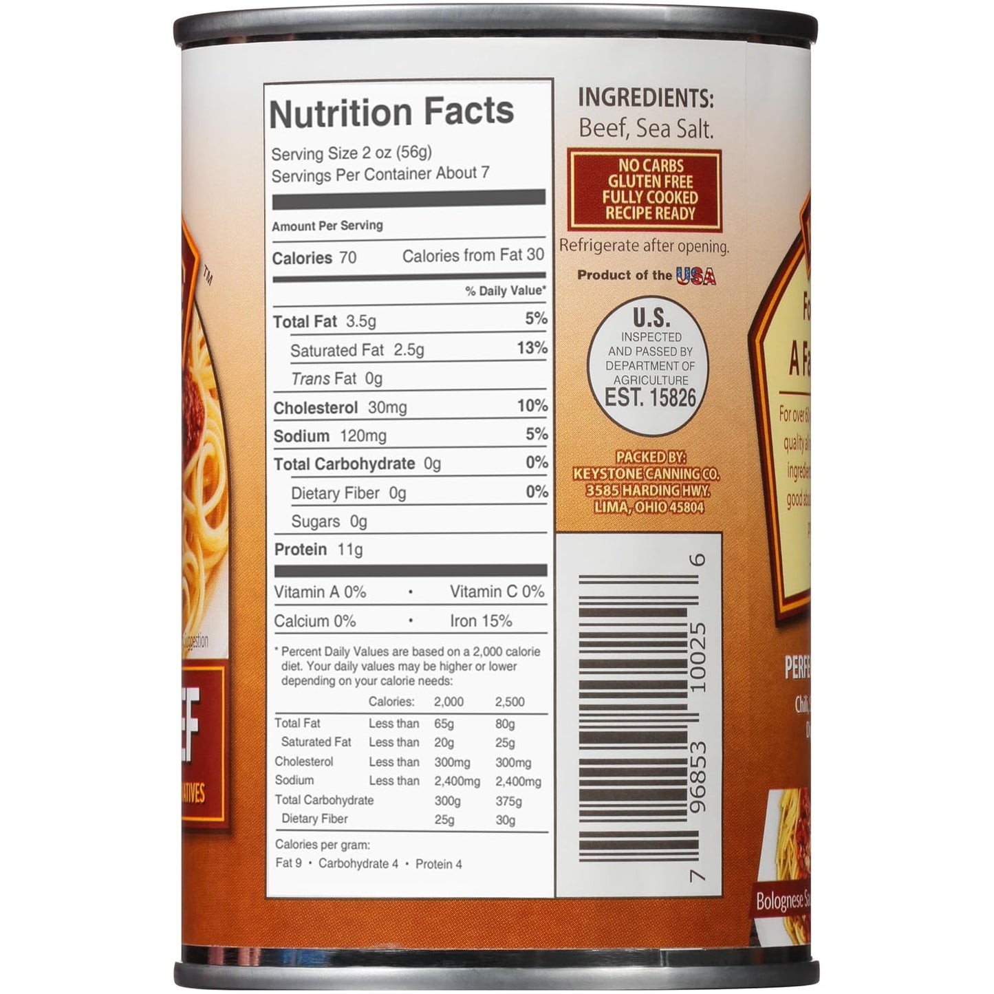 Keystone All Natural Ground Beef 14 Ounce Long Term Emergency Survival Food Canned Meat | Fully Cooked Ready to Eat | Gluten Free Family Pack