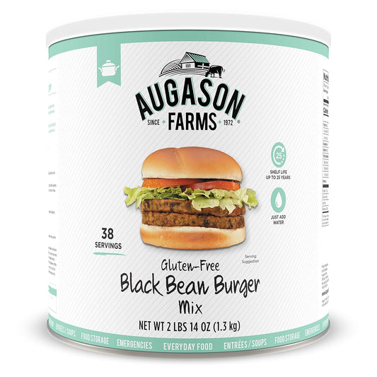 Augason Farms Gluten-Free Black Bean Burger 2 lbs 14 oz No. 10 Can 1 Pack