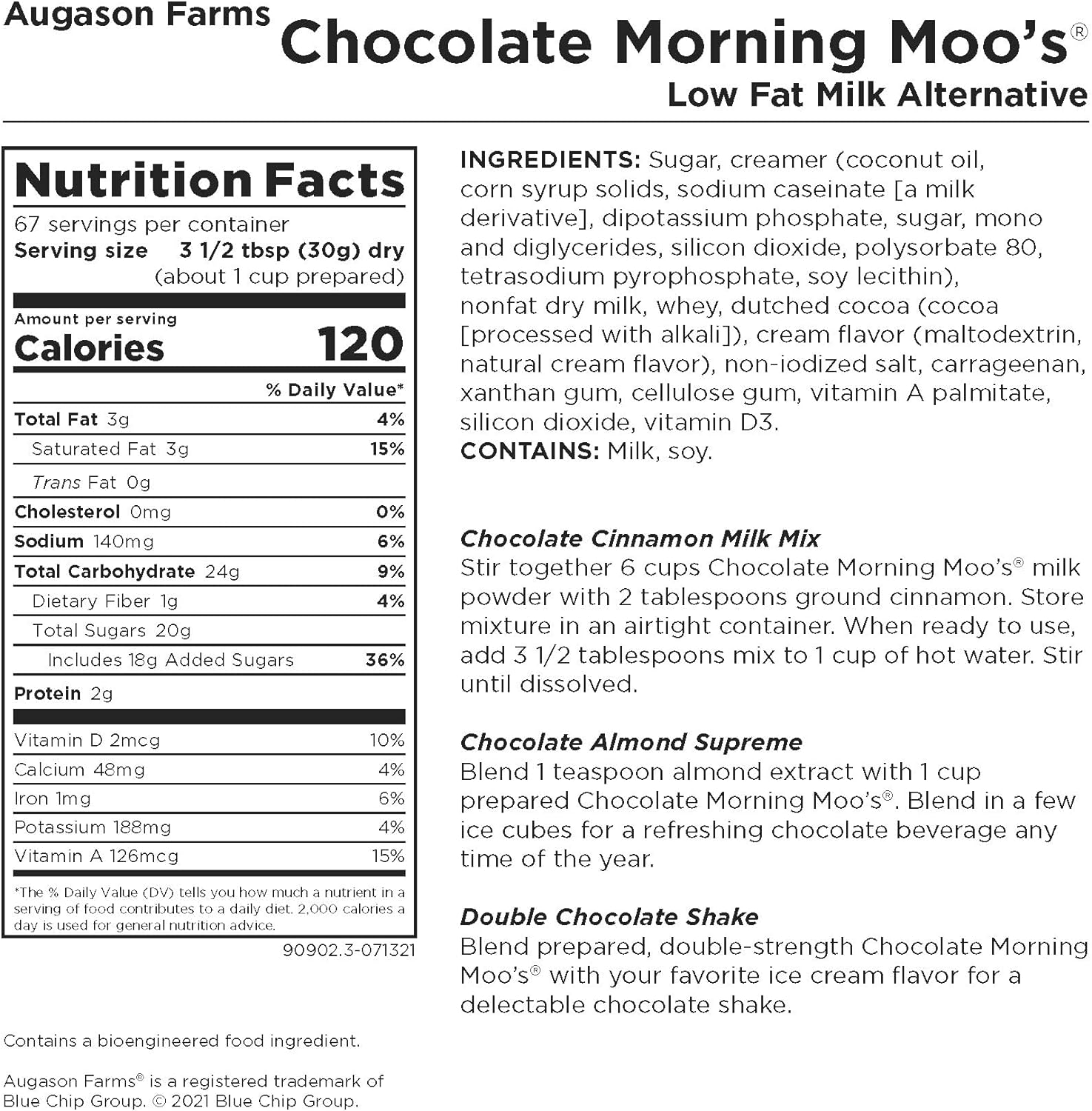 Augason Farms Chocolate Morning Moo s Lowfat Milk Alternative