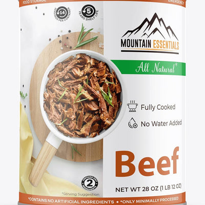 MOUNTAIN ESSENTIALS All Natural Fully Cooked Ready to Eat Canned Beef 28 Oz Gluten Free