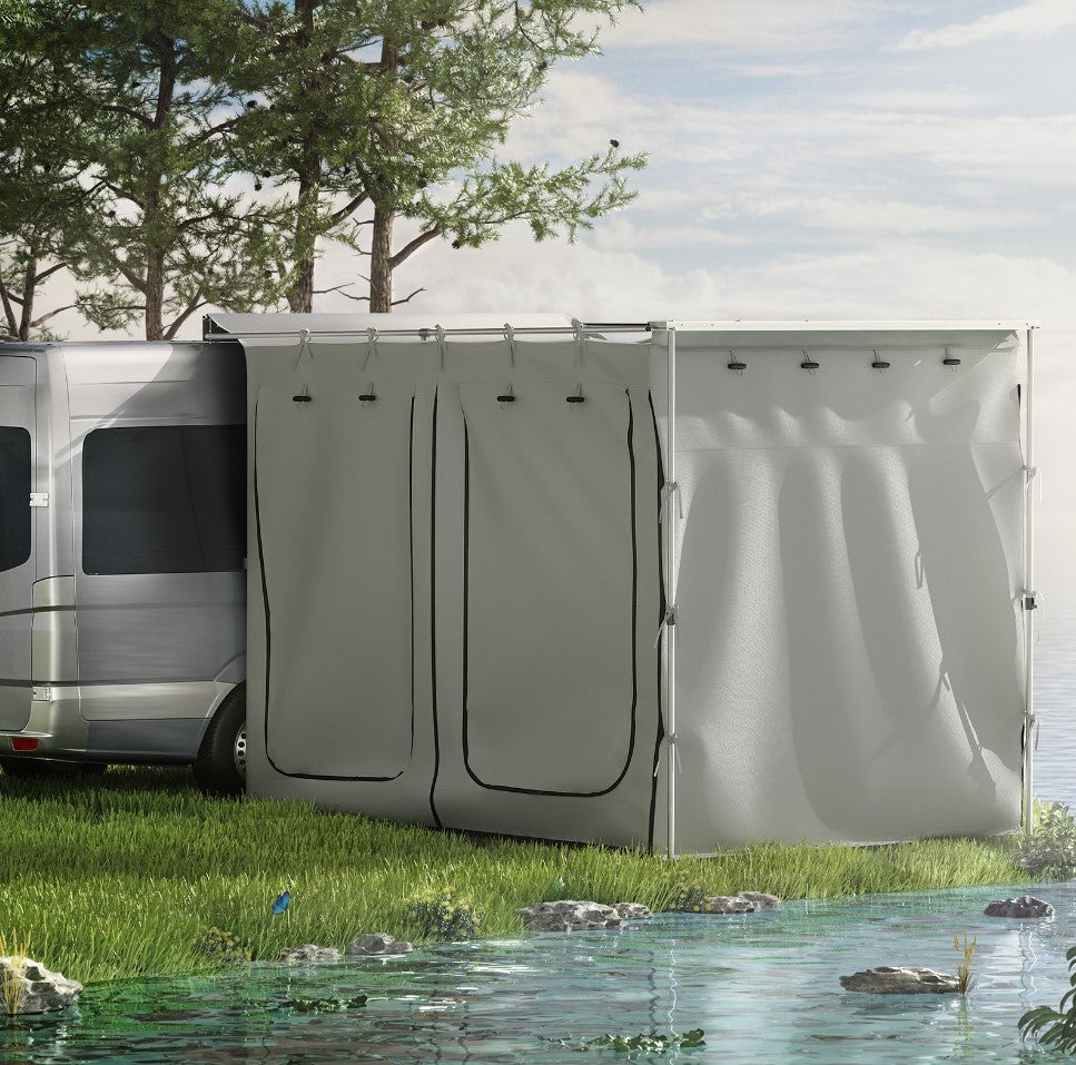 VEVOR Car Awning Room Accessory, Fit 8.2' x 8.2', 300D Oxford Car Awning Camping Tent with PVC Floor, Heavy Duty Extend Shelter for Car Awning SUV Tent Camper Van Overland Gear, Grey, Room Only