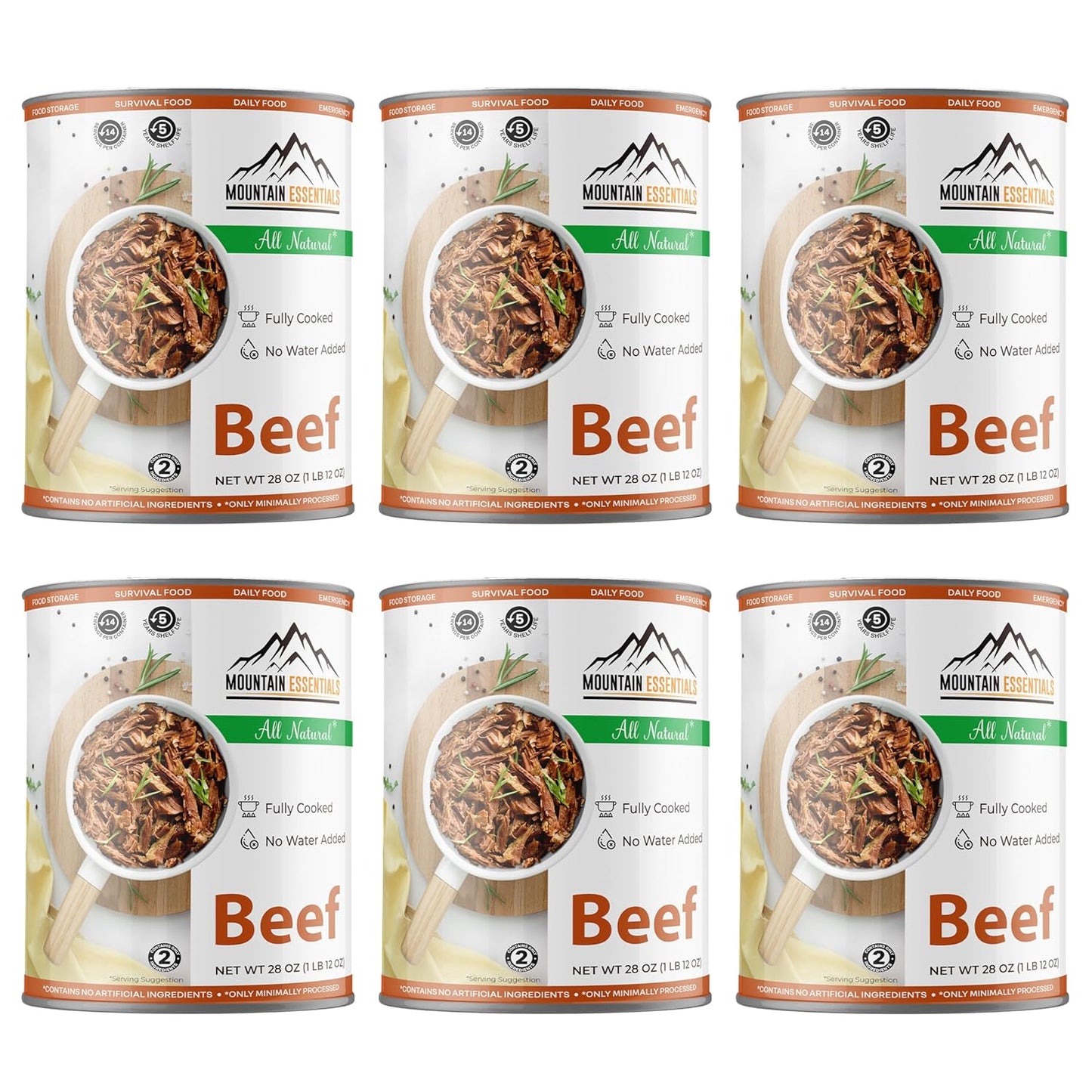 MOUNTAIN ESSENTIALS All Natural Fully Cooked Ready to Eat Canned Beef 28 Oz Gluten Free