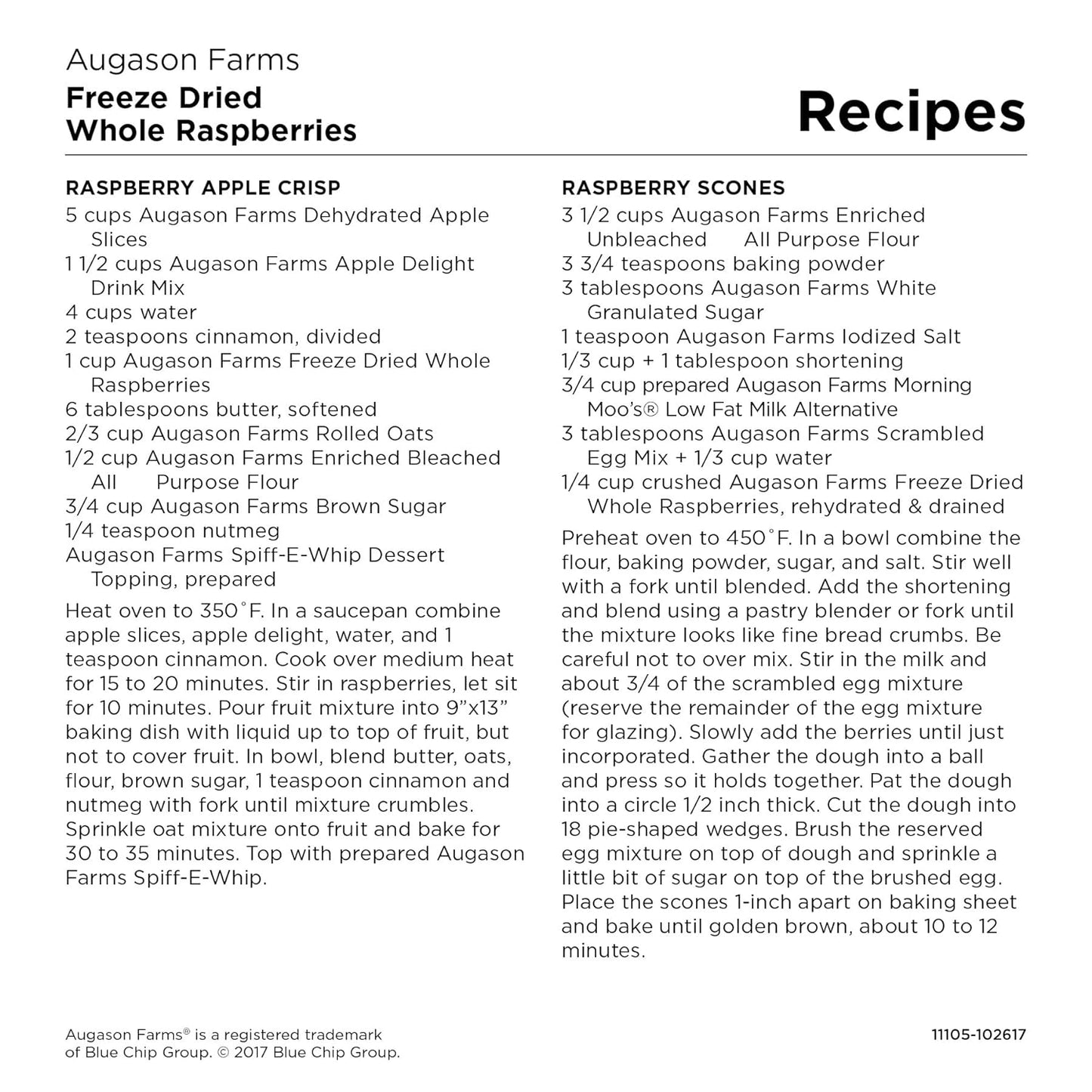 Augason Farms Freeze Dried Whole Raspberries #10 Can, 8 oz