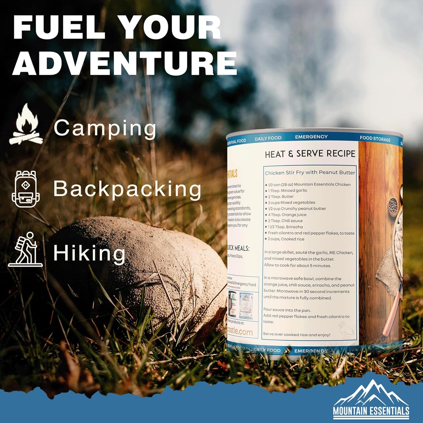 MOUNTAIN ESSENTIALS All Natural Fully Cooked Chicken 28 Oz Recipe Ready Canned Meat No Water Added | No Carbs | No Preservatives Daily Food Perfect for Camping or Home Meals Emergency Food Pack 