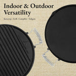 Volcano Reversible Cast Iron Griddle 16 Inch– Dual-Sided Flat & Ribbed Grill Pan for Volcano Collapsible Grill, Pre-Seasoned Round Plate, Portable Camping Cooking for Grilling, Frying & Sauteing thumbnail 4