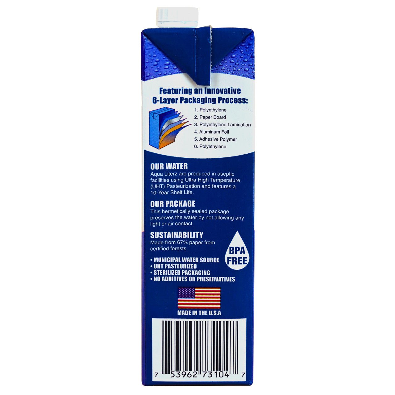 Aqua Literz Emergency Drinking Water - 10 year shelf life - Pallet of 900 liters
